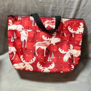 Thirty-one Red Moose Print Insulated Tote Bag